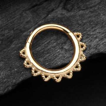 Detail View 1 of Golden Tribal El Sol Clicker Hoop Ring